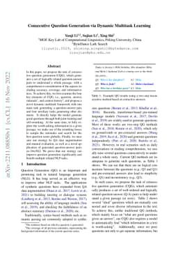 Consecutive Question Generation via Dynamic Multitask Learning