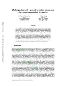 Challenges in creative generative models for music: a divergence
  maximization perspective