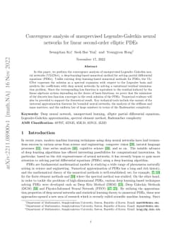 Convergence analysis of unsupervised Legendre-Galerkin neural networks
  for linear second-order elliptic PDEs