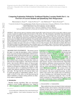 Comparing Explanation Methods for Traditional Machine Learning Models
  Part 1: An Overview of Current Methods and Quantifying Their Disagreement