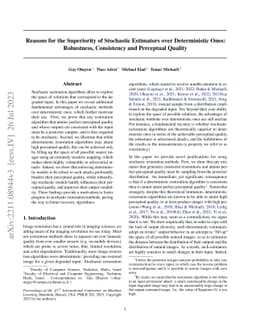 Reasons for the Superiority of Stochastic Estimators over Deterministic
  Ones: Robustness, Consistency and Perceptual Quality