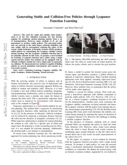 Generating Stable and Collision-Free Policies through Lyapunov Function
  Learning