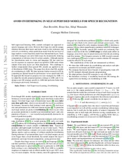 Avoid Overthinking in Self-Supervised Models for Speech Recognition