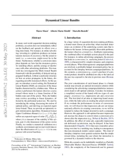 Dynamical Linear Bandits