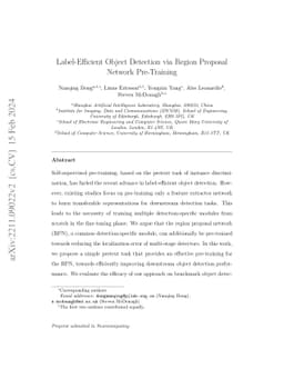 Label-Efficient Object Detection via Region Proposal Network
  Pre-Training