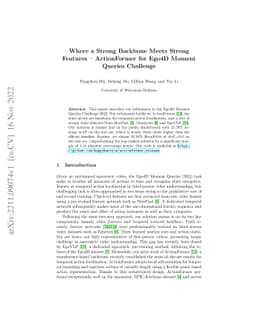 Where a Strong Backbone Meets Strong Features -- ActionFormer for Ego4D
  Moment Queries Challenge