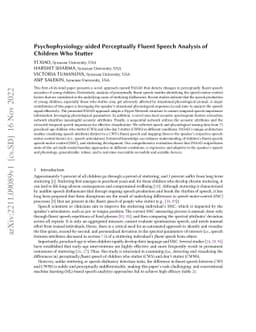 Psychophysiology-aided Perceptually Fluent Speech Analysis of Children Who Stutter