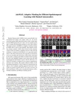 AdaMAE: Adaptive Masking for Efficient Spatiotemporal Learning with
  Masked Autoencoders