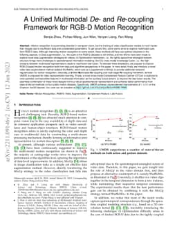 A Unified Multimodal De- and Re-coupling Framework for RGB-D Motion
  Recognition