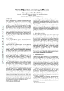 Unified Question Answering in Slovene