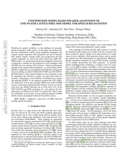 Unsupervised Model-based speaker adaptation of end-to-end lattice-free
  MMI model for speech recognition