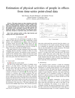 Estimation of physical activities of people in offices from time-series
  point-cloud data