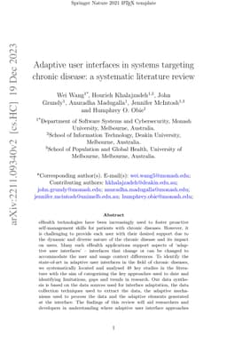 Adaptive user interfaces in systems targeting chronic disease: a
  systematic literature review