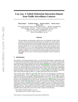 I see you: A Vehicle-Pedestrian Interaction Dataset from Traffic
  Surveillance Cameras
