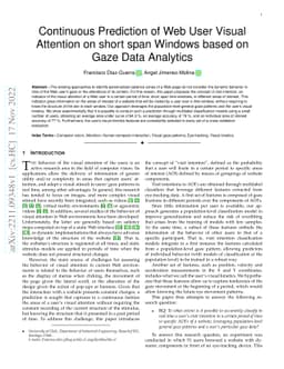 Continuous Prediction of Web User Visual Attention on short span Windows
  based on Gaze Data Analytics