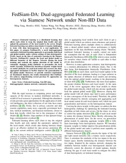 FedSiam-DA: Dual-aggregated Federated Learning via Siamese Network under
  Non-IID Data