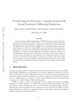 Neural Langevin Dynamics: towards interpretable Neural Stochastic
  Differential Equations