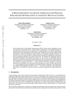 A Reinforcement Learning Approach for Process Parameter Optimization in
  Additive Manufacturing