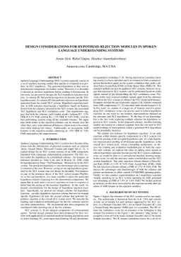Design Considerations For Hypothesis Rejection Modules In Spoken
  Language Understanding Systems