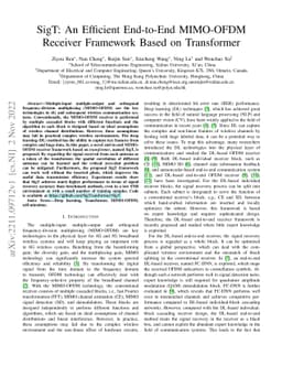 SigT: An Efficient End-to-End MIMO-OFDM Receiver Framework Based on
  Transformer