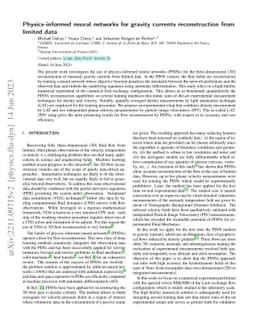 Physics-informed neural networks for gravity currents reconstruction
  from limited data