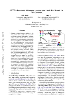UPTON: Preventing Authorship Leakage from Public Text Release via Data
  Poisoning
