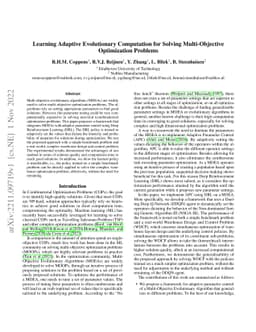 Learning Adaptive Evolutionary Computation for Solving Multi-Objective
  Optimization Problems