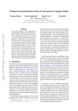 Probing for Incremental Parse States in Autoregressive Language Models