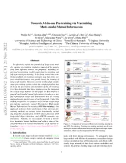 Towards All-in-one Pre-training via Maximizing Multi-modal Mutual
  Information