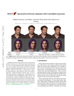 SPACE: Speech-driven Portrait Animation with Controllable Expression