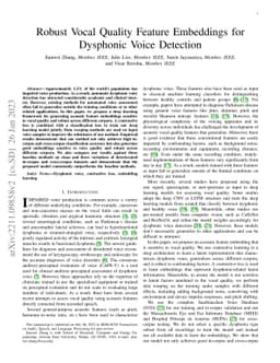 Robust Vocal Quality Feature Embeddings for Dysphonic Voice Detection