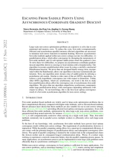 Escaping From Saddle Points Using Asynchronous Coordinate Gradient
  Descent