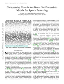 Compressing Transformer-based self-supervised models for speech
  processing