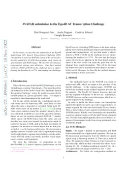 AVATAR submission to the Ego4D AV Transcription Challenge