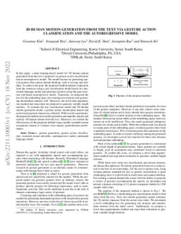 3d human motion generation from the text via gesture action
  classification and the autoregressive model