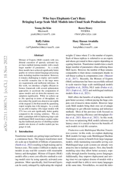 Who Says Elephants Can't Run: Bringing Large Scale MoE Models into Cloud
  Scale Production