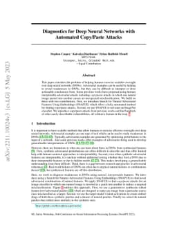 Diagnostics for Deep Neural Networks with Automated Copy/Paste Attacks