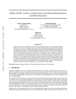 DGD-cGAN: A Dual Generator for Image Dewatering and Restoration