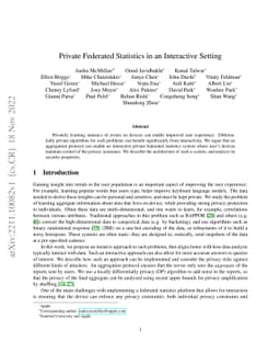 Private Federated Statistics in an Interactive Setting