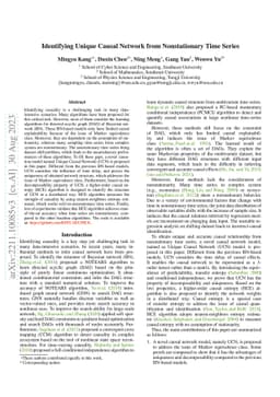 Identifying Unique Causal Network from Nonstationary Time Series