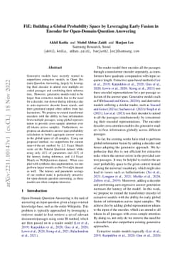 FiE: Building a Global Probability Space by Leveraging Early Fusion in
  Encoder for Open-Domain Question Answering