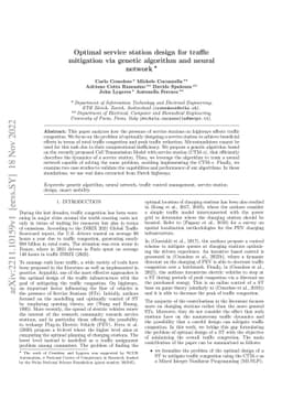 Optimal service station design for traffic mitigation via genetic
  algorithm and neural network