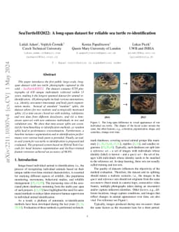 SeaTurtleID2022: A long-span dataset for reliable sea turtle
  re-identification