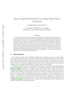 Always Valid Risk Monitoring for Online Matrix Completion