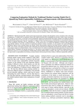 Comparing Explanation Methods for Traditional Machine Learning Models
  Part 2: Quantifying Model Explainability Faithfulness and Improvements with
  Dimensionality Reduction