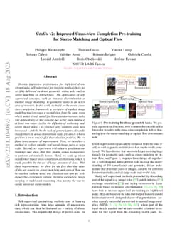 CroCo v2: Improved Cross-view Completion Pre-training for Stereo
  Matching and Optical Flow