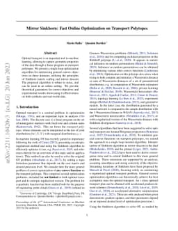 Mirror Sinkhorn: Fast Online Optimization on Transport Polytopes