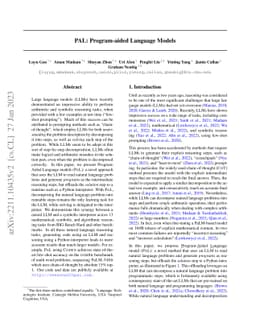 PAL: Program-aided Language Models