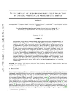 Deep learning methods for drug response prediction in cancer:
  predominant and emerging trends