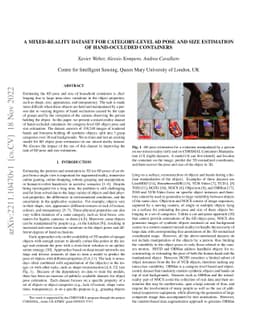 A mixed-reality dataset for category-level 6D pose and size estimation
  of hand-occluded containers